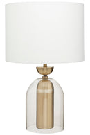 Sellis Clear Glass and Antique Brass Finish Metal Table Lamp