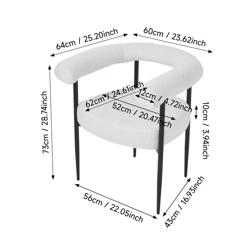 Livingandhome Set of 2 Modern Dining Chairs with Black Metal Legs