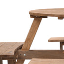 8-Person Round Wood Picnic Table and Bench Set