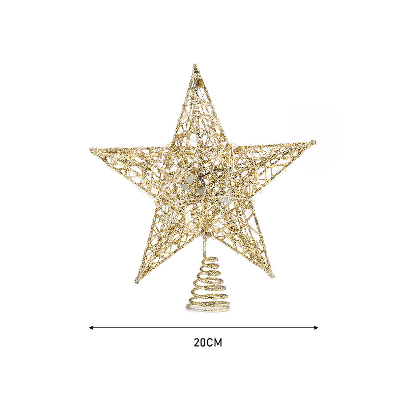 Livingandhome Decorative Star Sequins Christmas Tree Topper with LED Lights