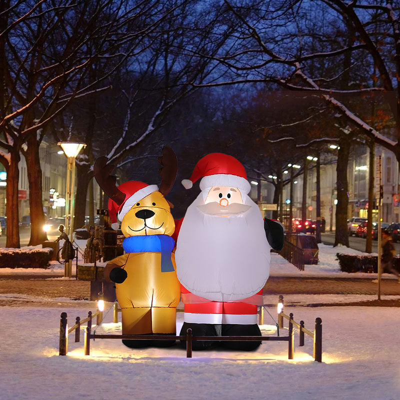 Livingandhome 1.5m Inflatable Father Christmas Air Blown with 4 LED Light UK Plug Outdoor Decor