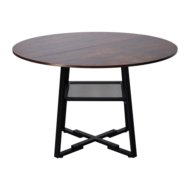 Livingandhome Modern Round Dining Table with Shelf