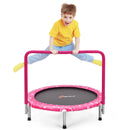 Child's Folding Trampoline with Padded Edge Cover and Full Covered Handle-Pink