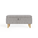 Livingandhome Linen Upholstered Storage Ottoman Footstool
