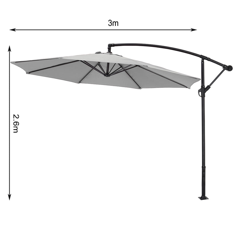 Garden Sanctuary 3M Large Banana Cantilever Patio Parasol for Outdoor Sunshade and Rain