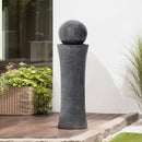 Garden Sanctuary Outdoor Modern Cylindrical Water Polo Fountain with Warm Light