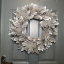 50cm Snow Tipped Hanging Christmas Wreath with Silver Glitter Branches