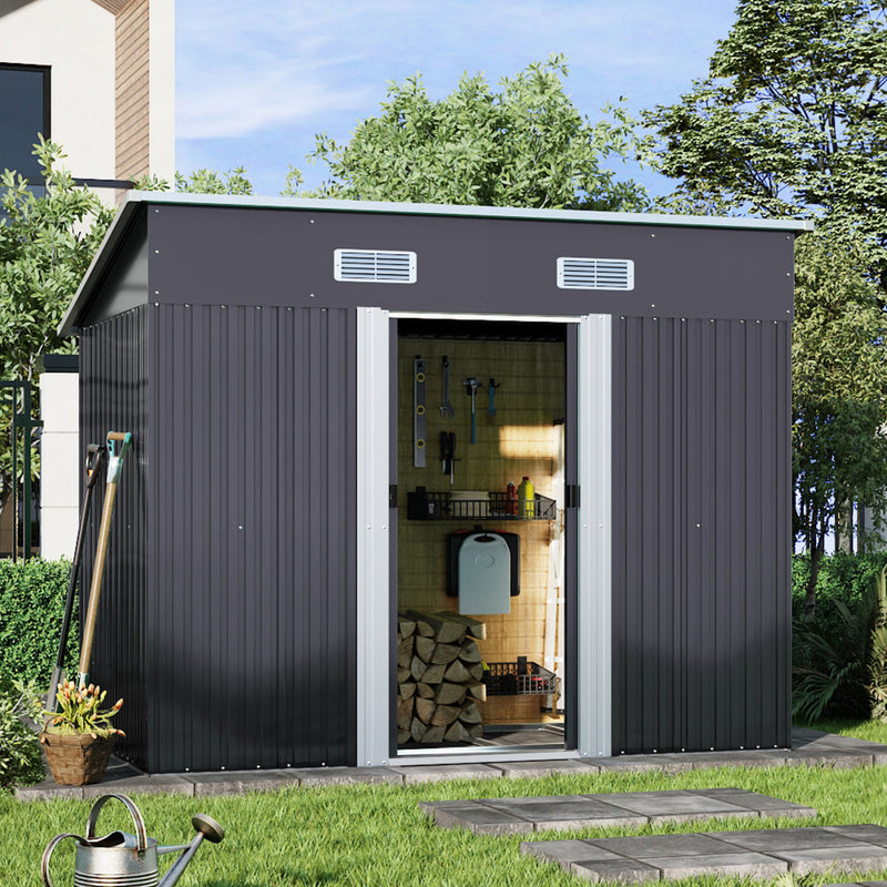 Livingandhome Compact Metal Storage Tool Shed For Garden Patio