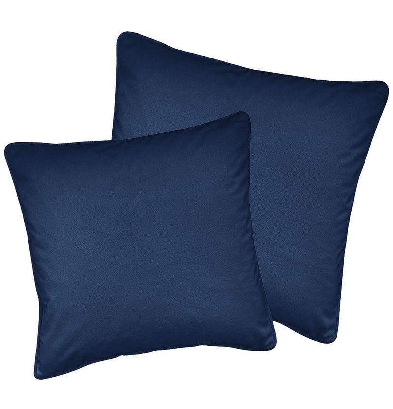 Luxury Enhanced Living Pair of Navy Velvet Cushion Covers
