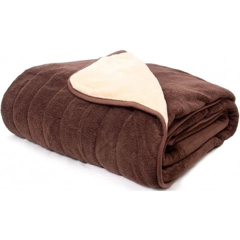 MYLEK Electric Heated Throw In Chocolate & Cream  9 Heat & Timer Settings, Easy To Use Digital Control, Machine Washable