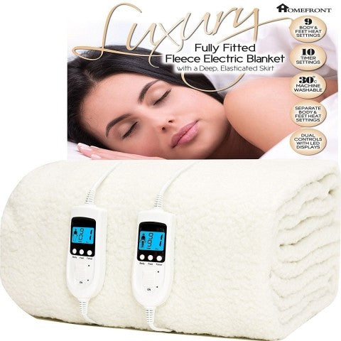 Homefront King Size Luxury Fleece Electric Blanket With Digital Control, 9 Heat Settings and Timer Setting