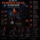 3ft Tall Pop-up Pumpkin Scarecrow Halloween Animatronic Decoration With LEDs