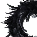 Black Feather Wreath with Lights for Halloween