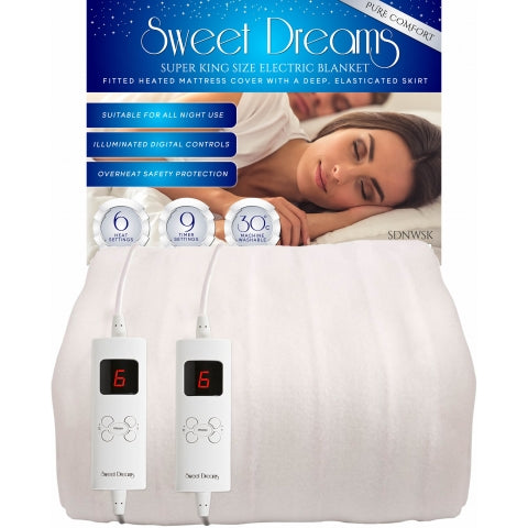 Sweet Dreams Electric Blanket Super King Bed Size Machine Washable Elasticated Skirt - Overheat Safety