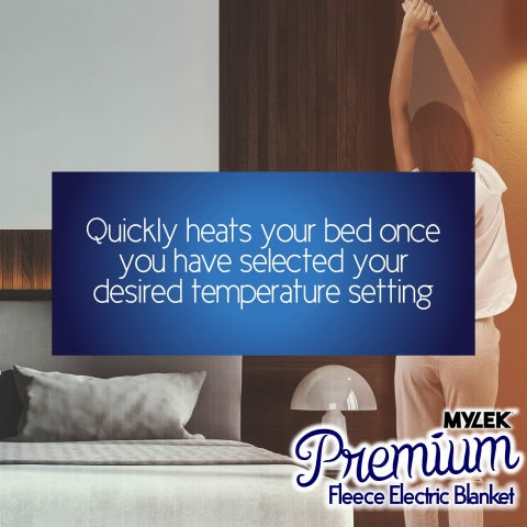 Mylek Electric Blanket Double Bed Premium Fleece Underblanket Dual Control with Elasticated Skirt