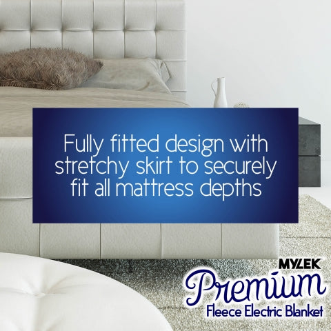 Mylek Electric Blanket Double Bed Premium Fleece Underblanket Dual Control with Elasticated Skirt
