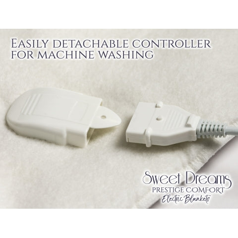 Sweet Dreams Electric Blanket Single Size - Plush Fleece Quilted - 10 Timer & 9 Heat Settings - Overheat Protection