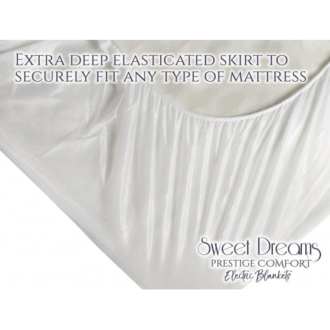 Sweet Dreams Electric Blanket Single Size - Plush Fleece Quilted - 10 Timer & 9 Heat Settings - Overheat Protection