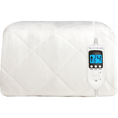 Sweet Dreams Electric Blanket Single Size - Plush Fleece Quilted - 10 Timer & 9 Heat Settings - Overheat Protection