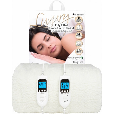 Homefront King Size Luxury Fleece Electric Blanket With Digital Control, 9 Heat Settings and Timer Setting