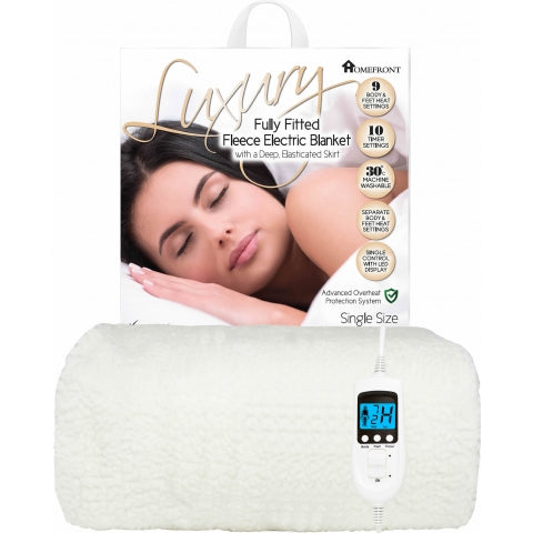Homefront Single Luxury Fleece Electric Blanket With Digital Control, 9 Heat Settings and Timer Setting