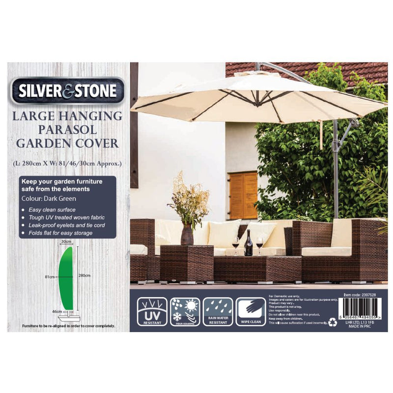 Silver & Stone Outdoor Garden Hanging Parasol Cover Large 280cm