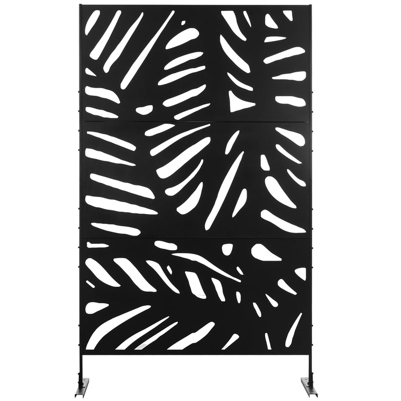 Outsunny Metal Outdoor Privacy Screen with Stand for Garden Black