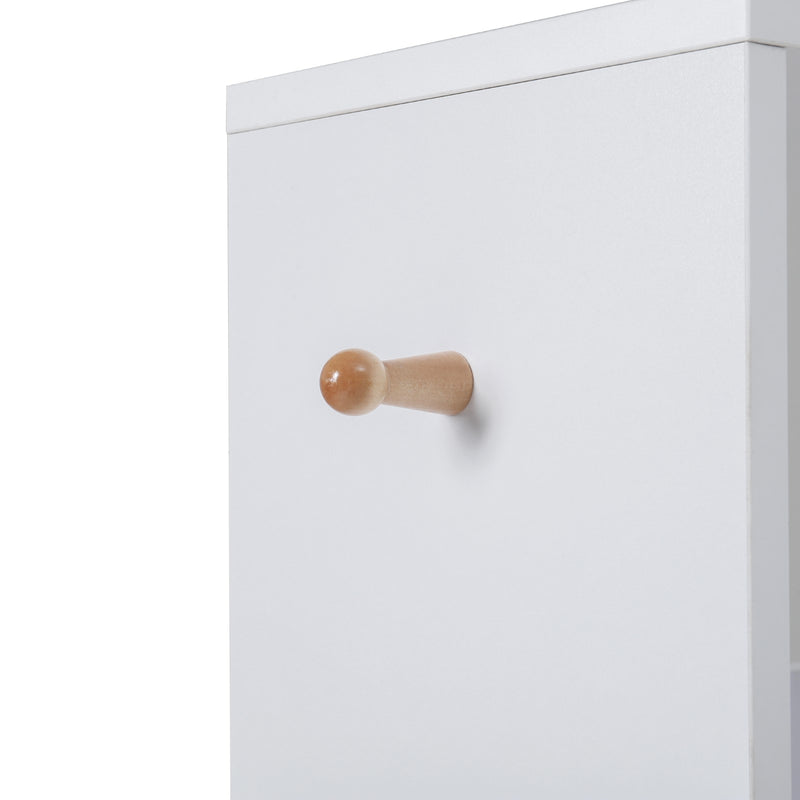 Livingandhome White Slim Storage Shelving Unit with Lockable Drawer