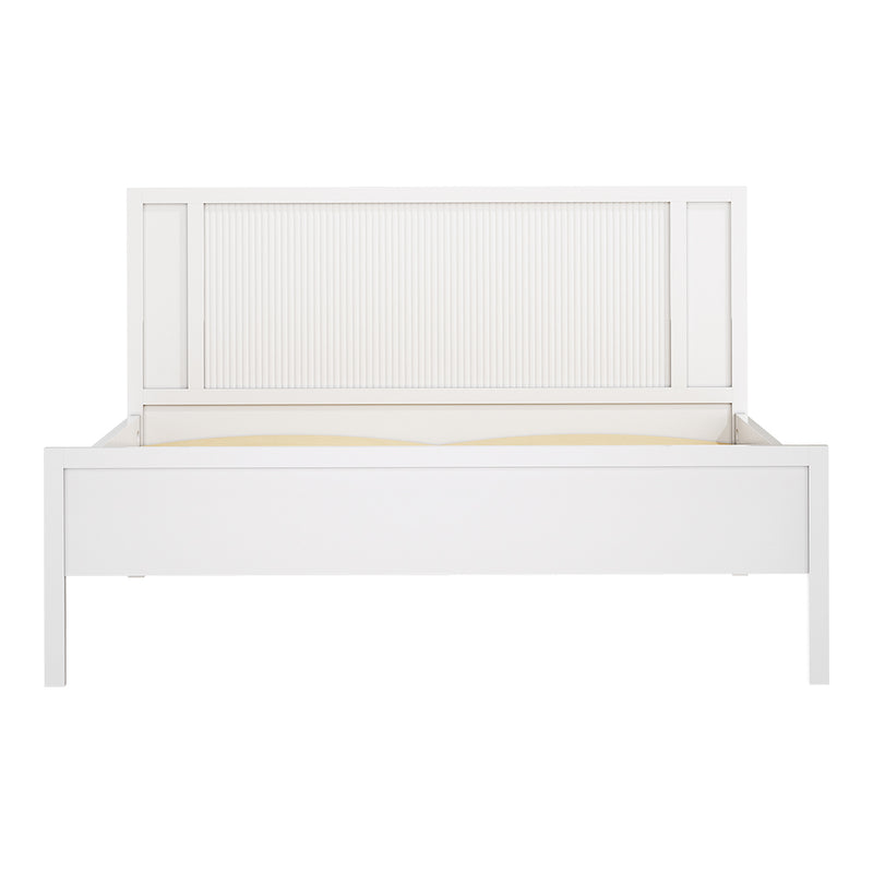 Livingandhome White Slatted Wooden Bed Frame