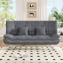 Livingandhome Linen Fabric 2-Seat Convertible Sofa Bed with Pillows