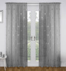 Birch Grey Metallic Tree Print Linen-Look Voile Panel - Pair