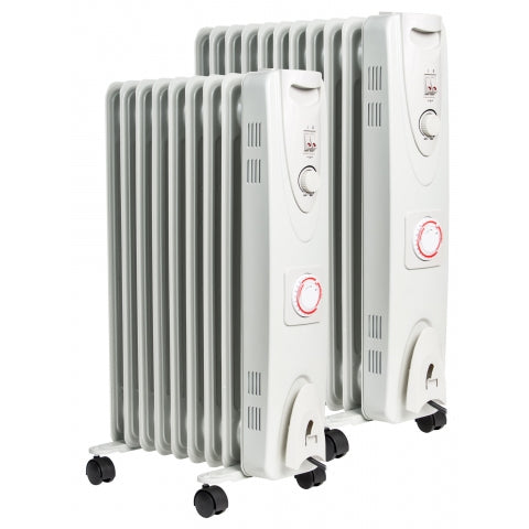 Mylek Oil Filled Electric Portable Heater Radiator with Adjustable Thermostat 2000w With Timer