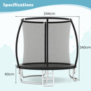 244 cm Trampoline with Safety Enclosure Net and Ladder-Black