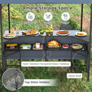 245 x 245 cm 3-Piece Patio Bar Set Grill Gazebo with Bar Stools and Table-Grey