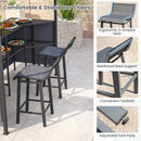 245 x 245 cm 3-Piece Patio Bar Set Grill Gazebo with Bar Stools and Table-Grey