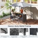 245 x 245 cm 3-Piece Patio Bar Set Grill Gazebo with Bar Stools and Table-Grey