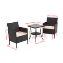 Breeins 3-Piece PE Rattan Wicker Garden Furniture Bistro Set
