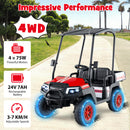 24V Kids Golf Cart 4WD 2 Seater Ride on Car with Dump Bed-Red