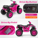 24V Ride-On ATV Toy Car with LED Lights and Wireless Connection-Pink