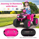 24V Ride-On ATV Toy Car with LED Lights and Wireless Connection-Pink