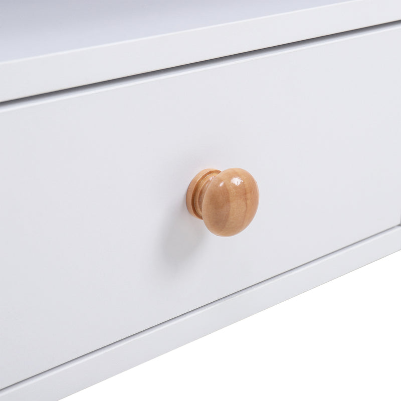 Livingandhome Wooden 1-Drawer Bedside Table Nightstand with a Shelf