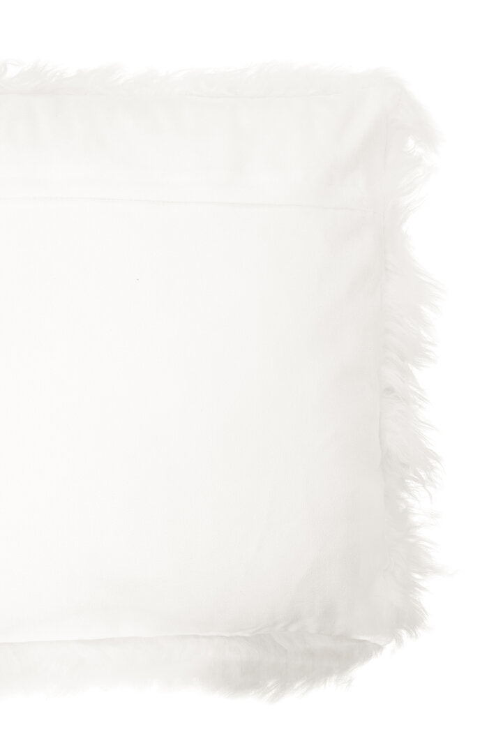 Bosie Mongolian Fur White Square Cushion