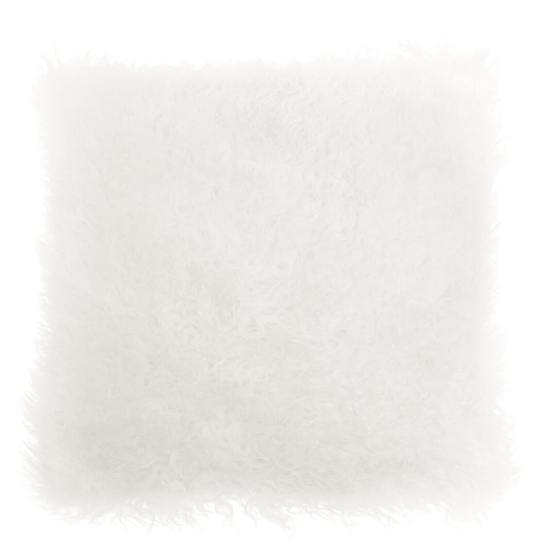 Bosie Mongolian Fur White Square Cushion