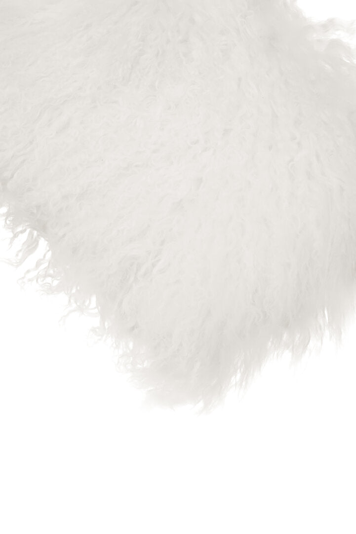 Bosie Mongolian Fur White Rectangular Cushion