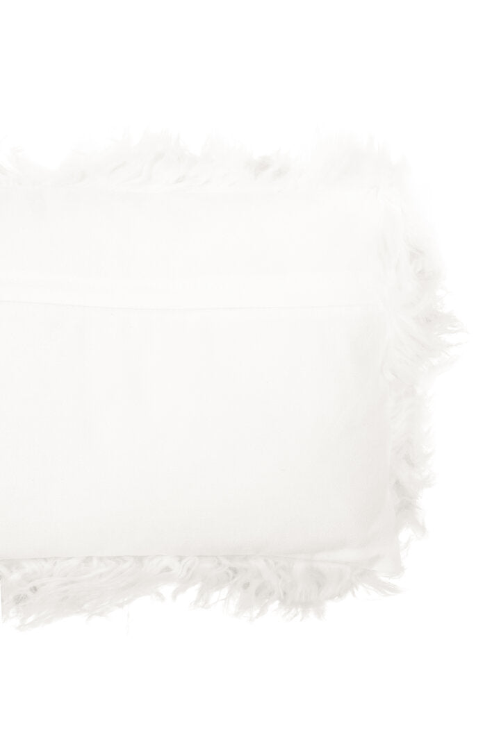 Bosie Mongolian Fur White Rectangular Cushion