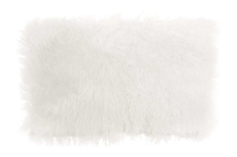 Bosie Mongolian Fur White Rectangular Cushion