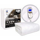 GlamHaus Electric Blanket - Fitted Mattress Bed Cover - White Diamond Quilted - Settings For Feet And Body, Timer
