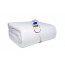 GlamHaus Electric Blanket - Fitted Mattress Bed Cover - White Diamond Quilted - Settings For Feet And Body, Timer