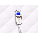 GlamHaus Electric Blanket - Fitted Mattress Bed Cover - White Diamond Quilted - Settings For Feet And Body, Timer