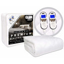GlamHaus Electric Blanket - Fitted Mattress Bed Cover - White Diamond Quilted - Settings For Feet And Body, Timer